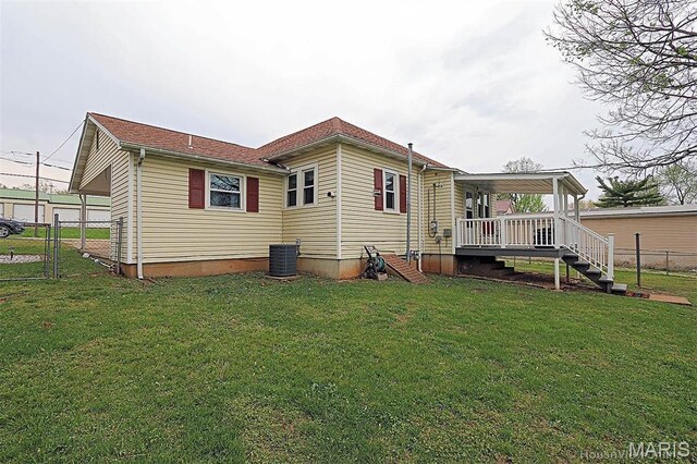 304 Reuter St, Park Hills, MO 63601 - back of house with central AC and a wooden deck