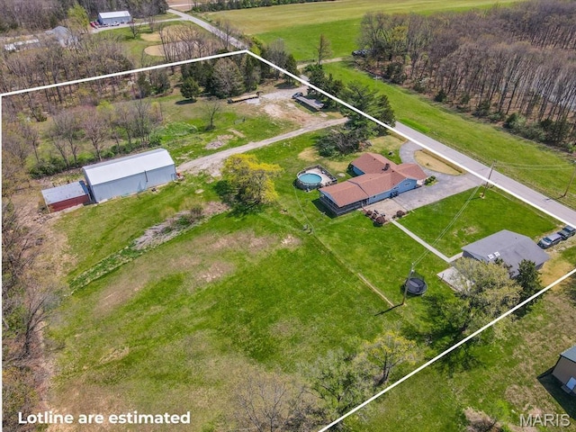 aerial overview of property's location featuring property boundaries highlighted