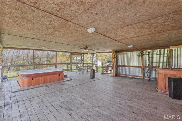 misc room featuring ceiling fan and hardwood / wood-style floors