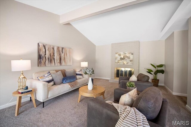 3105 Newgate Dr, Florissant, MO 63033 - living area with carpet floors, baseboards, and a brick fireplace