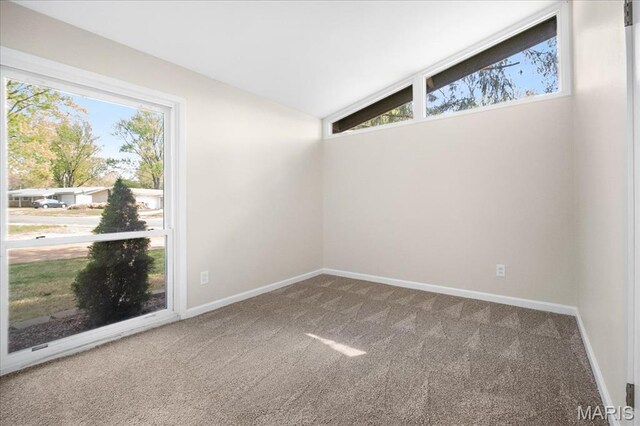 3105 Newgate Dr, Florissant, MO 63033 - empty room featuring carpet floors, lofted ceiling, and baseboards