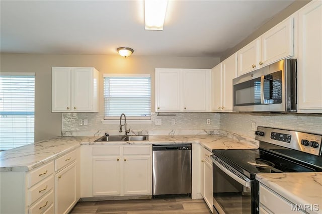 4007 Lafayette Ave, Saint Louis, MO 63110 - kitchen with stainless steel appliances, a sink, plenty of natural light, and decorative backsplash