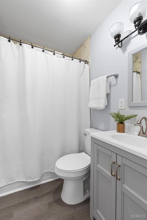 449 Hillcrest Blvd, Ballwin, MO 63021 - bathroom with wood finished floors, toilet, and vanity