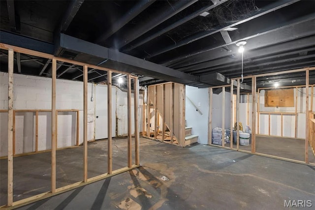 449 Hillcrest Blvd, Ballwin, MO 63021 - unfinished below grade area featuring stairs