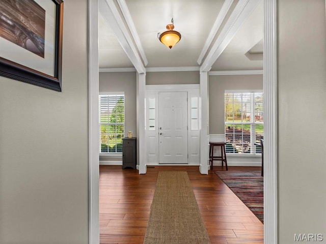 1509 Cedar Ridge Dr, Ofallon, IL 62269 - entryway with wood finished floors, ornamental molding, and baseboards