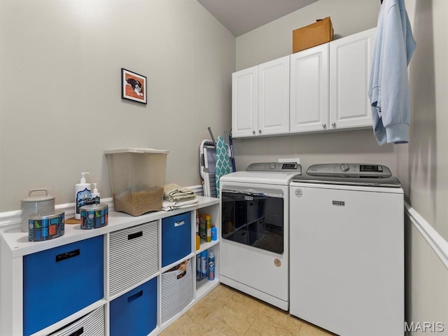 1509 Cedar Ridge Dr, Ofallon, IL 62269 - clothes washing area with washing machine and clothes dryer and cabinet space