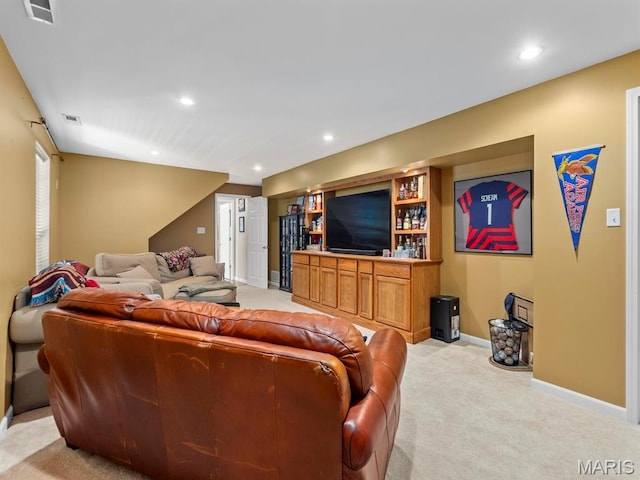 1509 Cedar Ridge Dr, Ofallon, IL 62269 - living room with light carpet, recessed lighting, and baseboards