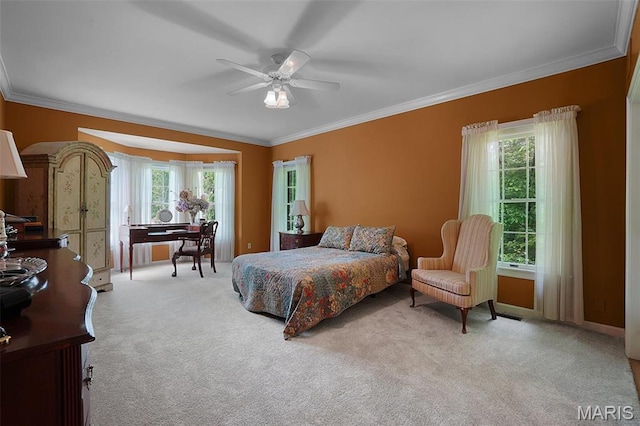 1508 Pacland Ridge Ct, Chesterfield, MO 63005 - bedroom featuring carpet, crown molding, and ceiling fan