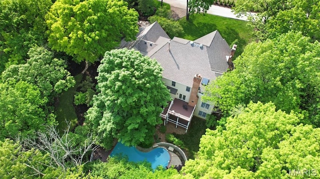 1508 Pacland Ridge Ct, Chesterfield, MO 63005 - aerial view of property and surrounding area featuring a pool area