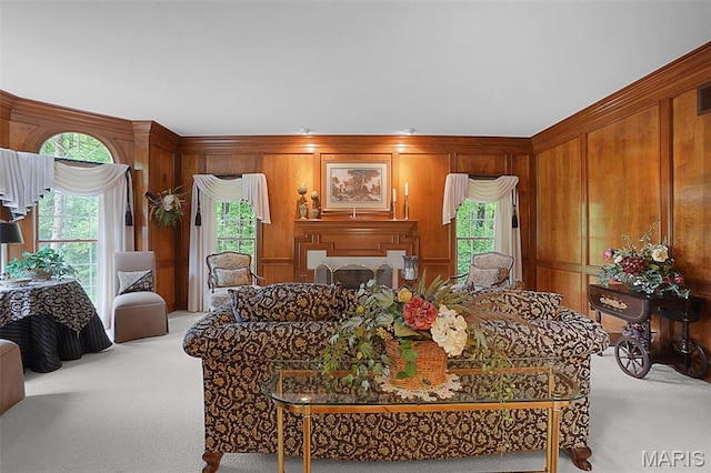 1508 Pacland Ridge Ct, Chesterfield, MO 63005 - living room with carpet floors and wooden walls