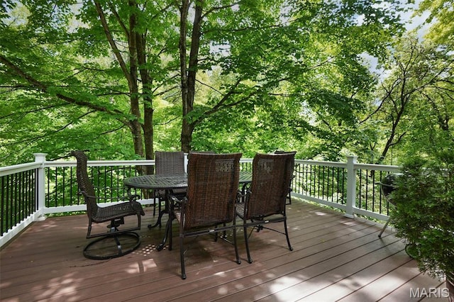 1508 Pacland Ridge Ct, Chesterfield, MO 63005 - wooden terrace featuring outdoor dining space