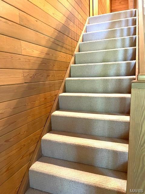 577 Schluersburg Rd, Augusta, MO 63332 - stairway featuring wooden walls