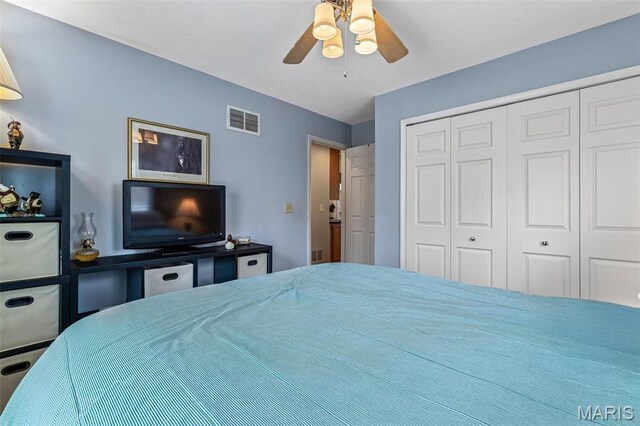 13219 Apache Point Dr, Saint Genevieve, MO 63670 - bedroom featuring a closet and ceiling fan