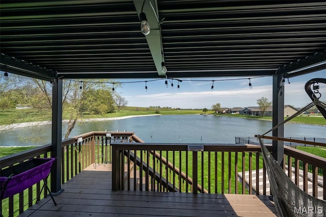1338 Orchard Lakes Cir, Belleville, IL 62220 - deck featuring a water view and a yard