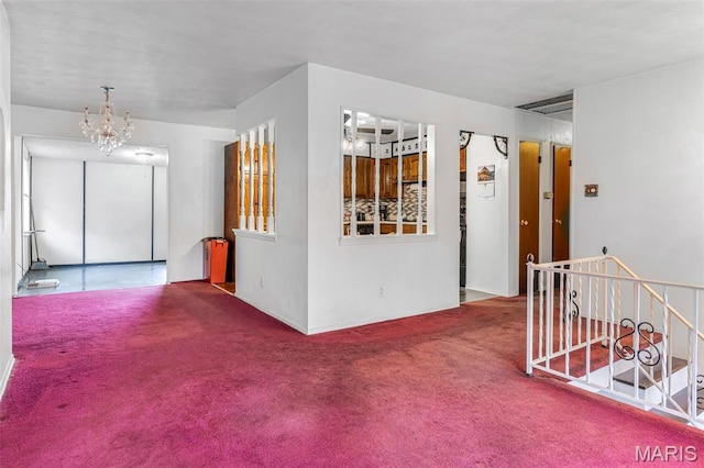 11 Heather Ct, Crystal City, MO 63019 - corridor with a chandelier, carpet, an upstairs landing, and baseboards