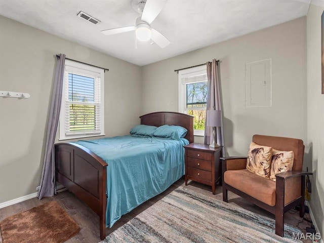 3701 Brandt Rd, Fults, IL 62298 - bedroom with wood finished floors, ceiling fan, and baseboards