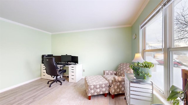156 Cascade Terrace Dr, Ballwin, MO 63021 - home office with ornamental molding and wood finished floors