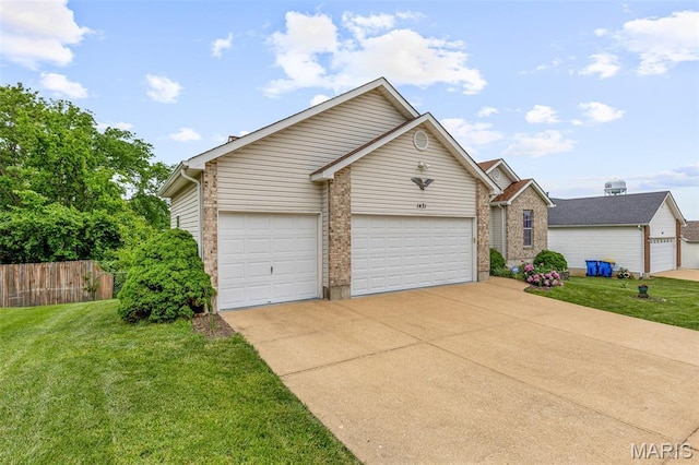 1421 N Woods Dr, Festus, MO 63028 - view of front facade with concrete driveway, brick siding, and a garage