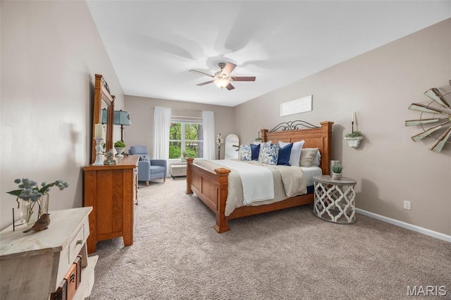 611 Woodchuck Ln, Lake St Louis, MO 63367 - bedroom with light colored carpet, ceiling fan, and baseboards
