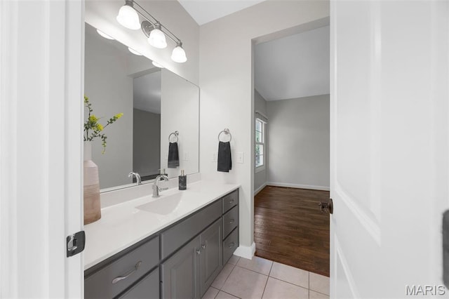 1264 Wilton Ln, Saint Louis, MO 63122 - bathroom featuring tile patterned floors, vanity, and baseboards
