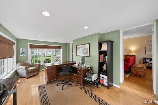 133 Webster Woods Dr, Saint Louis, MO 63119 - office featuring light wood-style flooring, recessed lighting, and baseboards