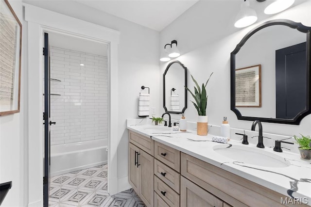705 W Lockwood Ave, Glendale, MO 63122 - bathroom with double vanity and tub / shower combination