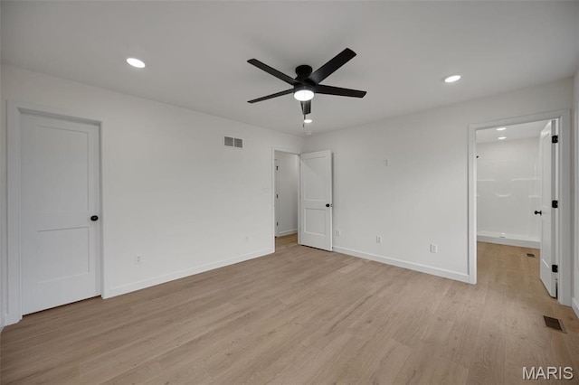 10204 Riehl Farm Dr, Potosi, MO 63664 - unfurnished bedroom featuring light wood-style flooring, recessed lighting, and a ceiling fan