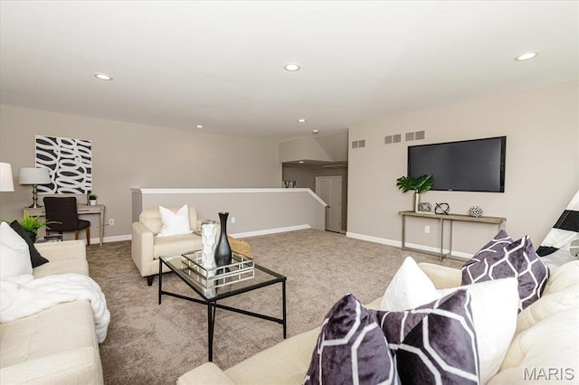 303 Clewer Park Ct, Lake St Louis, MO 63367 - living room featuring carpet, recessed lighting, and baseboards