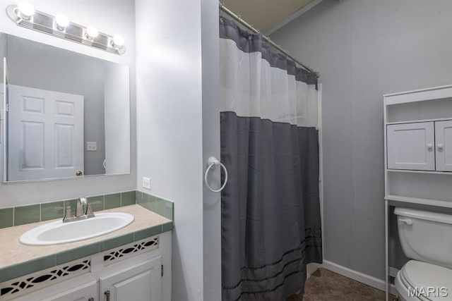 1340 Denmark Rd, Union, MO 63084 - bathroom with toilet, vanity, and curtained shower