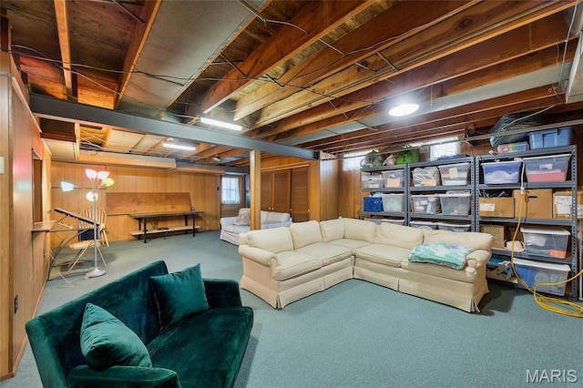 6623 Neosho St, Saint Louis, MO 63109 - living room with carpet floors and wood walls