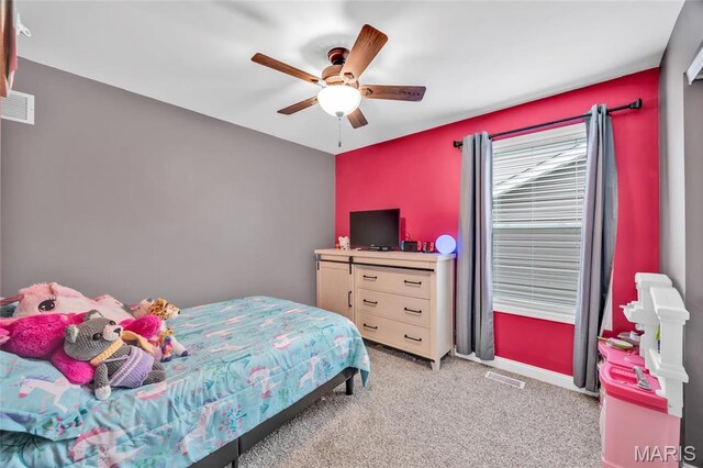 1103 Baseball Dr, Foristell, MO 63348 - bedroom featuring light carpet and a ceiling fan