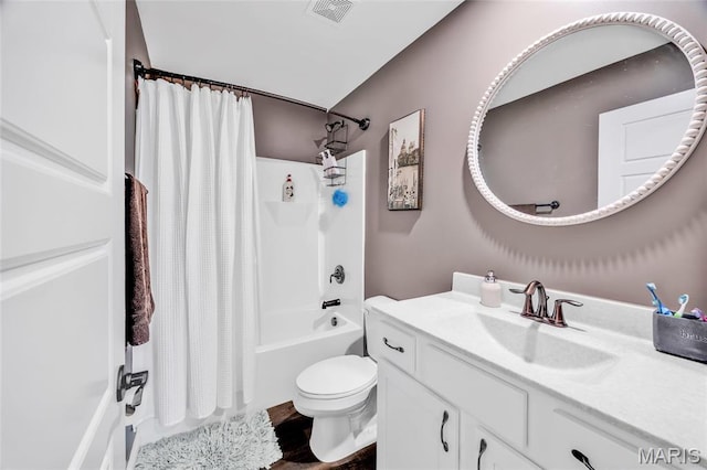 1103 Baseball Dr, Foristell, MO 63348 - bathroom with wood finished floors, toilet, vanity, and shower / tub combo