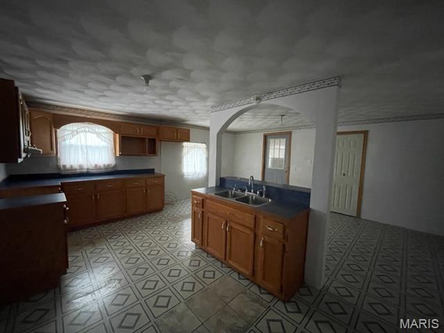 515 S Main St, Fredericktown, MO 63645 - kitchen featuring a sink, healthy amount of natural light, and dark countertops