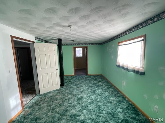 515 S Main St, Fredericktown, MO 63645 - below grade area with baseboards, carpet, and a textured ceiling