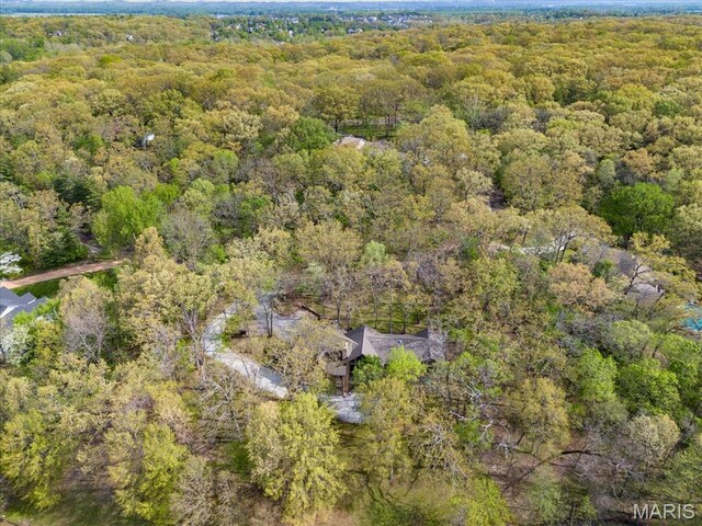 16480 Walnut Rail Rd, Chesterfield, MO 63005 - aerial view of property and surrounding area with a forest