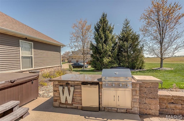 7048 Alston Ct, Edwardsville, IL 62025 - view of patio featuring area for grilling, a hot tub, and a grill