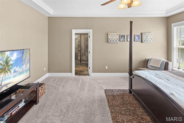 7048 Alston Ct, Edwardsville, IL 62025 - bedroom featuring crown molding, carpet floors, baseboards, and ceiling fan