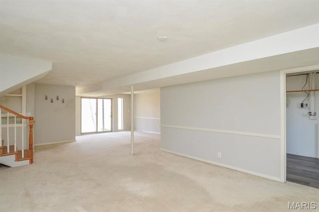 3019 Cedar Ridge Ln, Waterloo, IL 62298 - basement featuring stairway, carpet, and baseboards