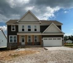 242 Kerry Downs Dr, Dardenne Prairie, MO 63368 - craftsman-style house featuring covered porch, driveway, and an attached garage