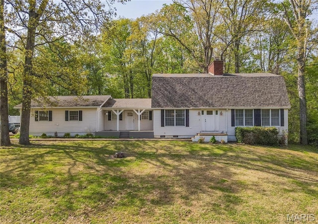 16747 Chalk Bluff Trl, Dexter, MO 63841 - dutch colonial with a chimney, a front lawn, a shingled roof, and crawl space