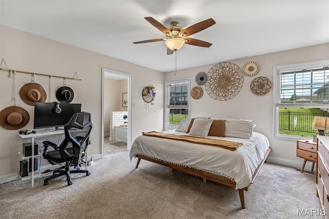 105 Shepherd Mountain Rd, Farmington, MO 63640 - bedroom featuring an office area, multiple windows, baseboards, and light carpet
