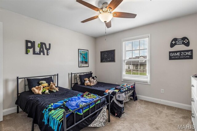 105 Shepherd Mountain Rd, Farmington, MO 63640 - bedroom with carpet flooring, baseboards, and a ceiling fan