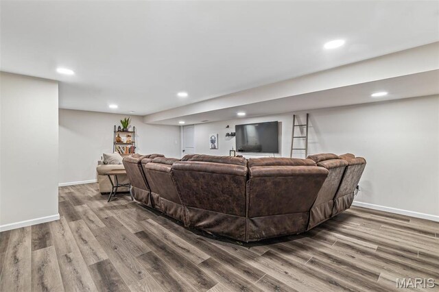 105 Shepherd Mountain Rd, Farmington, MO 63640 - living room featuring wood finished floors, recessed lighting, and baseboards