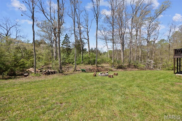 409 Pawnee Dr, Irondale, MO 63648 - view of grassy yard with a fire pit