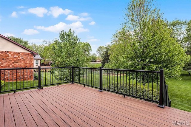 14 Sierra Dr, Glen Carbon, IL 62034 - wooden terrace featuring a lawn