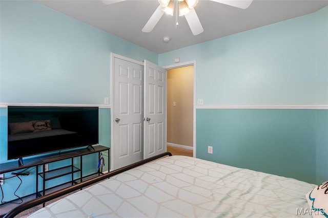 601 John David Dr, Farmington, MO 63640 - bedroom with a ceiling fan, baseboards, and carpet floors