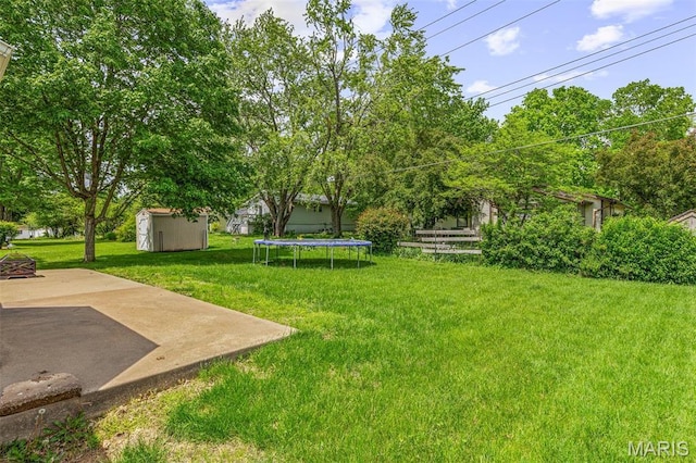 601 John David Dr, Farmington, MO 63640 - view of grassy yard featuring a trampoline and a patio