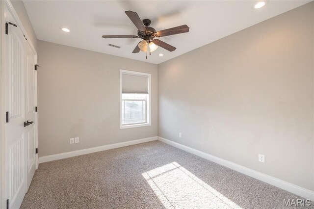11175 Lexington Ln, Rolla, MO 65401 - empty room with recessed lighting, carpet, baseboards, and ceiling fan