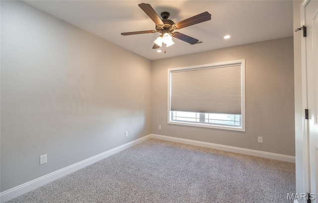 11175 Lexington Ln, Rolla, MO 65401 - carpeted empty room with baseboards, a ceiling fan, and recessed lighting