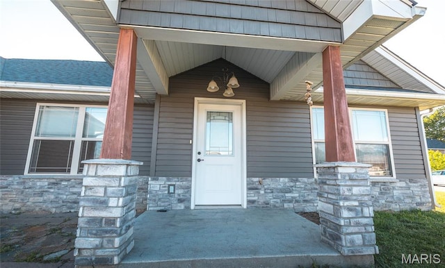 11175 Lexington Ln, Rolla, MO 65401 - property entrance featuring stone siding and covered porch